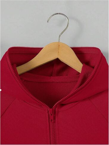 SweatyRocks Boy's Letter Zip Up Hoodies Raglan Long Sleeve Sweatshirts with Pocket in Saudi Arabia