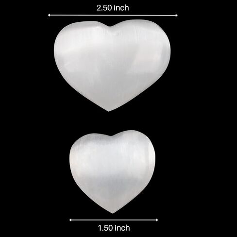 2 PC Selenite Heart Palm Stone ، بلورات على شكل قلب وحجارة شفاء الحجارة الحجرية للقلق وتخفيف الإجهاد - شفاء البلورات للتأمل ، Reiki ، الهدايا الروحية والبلورية in Kuwait
