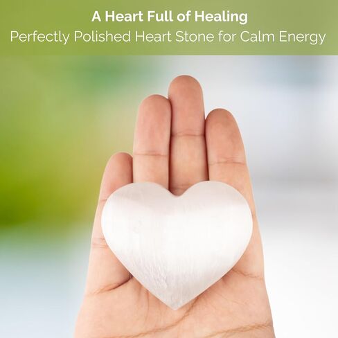 2 PC Selenite Heart Palm Stone ، بلورات على شكل قلب وحجارة شفاء الحجارة الحجرية للقلق وتخفيف الإجهاد - شفاء البلورات للتأمل ، Reiki ، الهدايا الروحية والبلورية in Kuwait