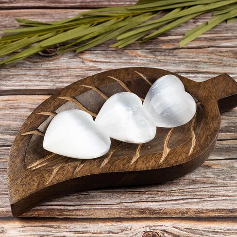 2 PC Selenite Heart Palm Stone ، بلورات على شكل قلب وحجارة شفاء الحجارة الحجرية للقلق وتخفيف الإجهاد - شفاء البلورات للتأمل ، Reiki ، الهدايا الروحية والبلورية in Kuwait