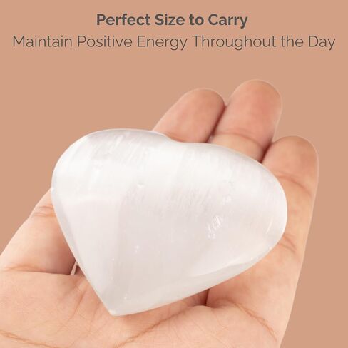 2 PC Selenite Heart Palm Stone ، بلورات على شكل قلب وحجارة شفاء الحجارة الحجرية للقلق وتخفيف الإجهاد - شفاء البلورات للتأمل ، Reiki ، الهدايا الروحية والبلورية in Kuwait
