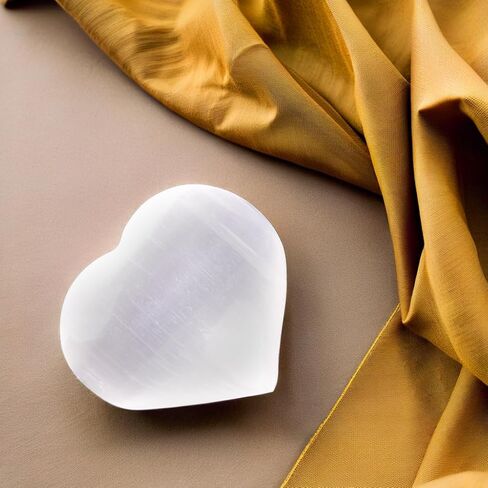 2 PC Selenite Heart Palm Stone ، بلورات على شكل قلب وحجارة شفاء الحجارة الحجرية للقلق وتخفيف الإجهاد - شفاء البلورات للتأمل ، Reiki ، الهدايا الروحية والبلورية in Kuwait