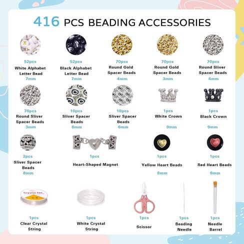 Stone Beads for Jewelry Making, Charm Bracelet Making Kit, 450Pcs Beads for Bracelets Making Kit DIY Magnetic Bracelets for Couples Lovers in Saudi Arabia