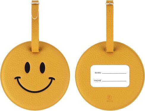 Fenice Vegan Pu Leather Smiley اسم الوجه علامة مع إغلاق حزام حزام لحزام لحقيبة حقيبة الأملاء (صفراء الذروة) in Kuwait
