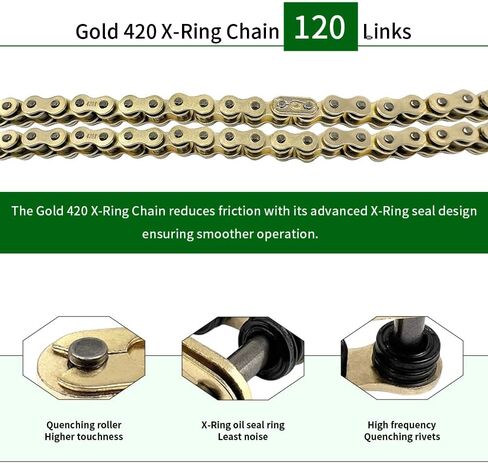 Gold 420 X-Ring Chain 120 Links - Universal Fit for Kawasaki, Honda in Saudi Arabia