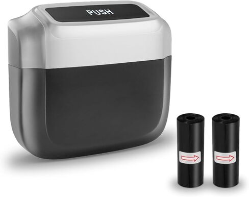 Mini Car Trash Can with Lid, Leakproof & Waterproof Auto Dustbin Garbage Can with 30 Trash Bags, Car Organizer and Storage for Automotive Home Office Kitchen Bedroom (Black, 1PCS) in Kuwait