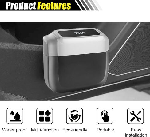 Mini Car Trash Can with Lid, Leakproof & Waterproof Auto Dustbin Garbage Can with 30 Trash Bags, Car Organizer and Storage for Automotive Home Office Kitchen Bedroom (Black, 1PCS) in Kuwait