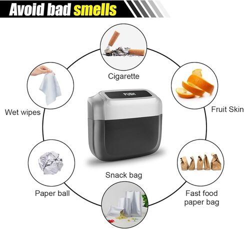 Mini Car Trash Can with Lid, Leakproof & Waterproof Auto Dustbin Garbage Can with 30 Trash Bags, Car Organizer and Storage for Automotive Home Office Kitchen Bedroom (Black, 1PCS) in Kuwait