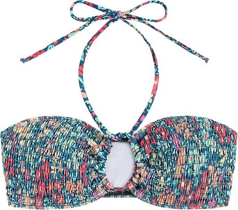 ZAFUL Women Halter Bandeau Bikini Tops Bathing Suit Tops Ditsy Floral Ruched Swimsuit Top Only in Saudi Arabia
