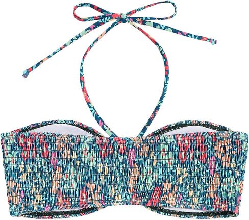 ZAFUL Women Halter Bandeau Bikini Tops Bathing Suit Tops Ditsy Floral Ruched Swimsuit Top Only in Saudi Arabia