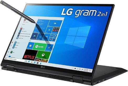 LG Gram 14T90P - كمبيوتر محمول 14 بوصة WUXGA (1920x1200) 2 في 1 خفيف الوزن بشاشة تعمل باللمس، Intel evo مع الجيل الحادي عشر من وحدة المعالجة المركزية Core i5، وذاكرة الوصول العشوائي 8 جيجابايت، و256 جيجابايت SSD، وبطارية 24.5 ساعة، Thunderbolt 4، أسود - 2 in Saudi Arabia