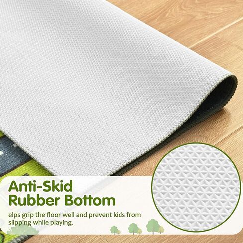 Merelax 4x6 Kids Car Rug Grey Green Area Rugs for Living Room Playroom Classroom Bedroom, Non Slip Kids Play mat Washable Rug, Educational City Traffic Road Map Fun Car Carpet for Ages 3-12 in Saudi Arabia