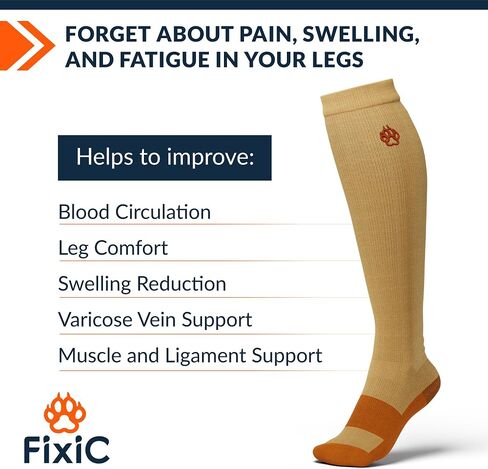 FixiC Compression Socks Men & Women - 3 Pairs, L-XL (8-15), 15-20 mmHg - Compression Stockings for Women and Men - Black Circulation Socks - Support Socks for Training, Traveling, Diabetics and More! in Saudi Arabia