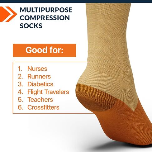 FixiC Compression Socks Men & Women - 3 Pairs, L-XL (8-15), 15-20 mmHg - Compression Stockings for Women and Men - Black Circulation Socks - Support Socks for Training, Traveling, Diabetics and More! in Saudi Arabia
