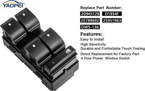 مفتاح نافذة Power Power Master Side Side لعام 2007-2013 شيفروليه تشيفي سيلفرادو GMC Sierra Traverse HHR 1500 2500HD 3500HD Yukon Buick 25789692 20945129 D1954F129 D1954F in Saudi Arabia