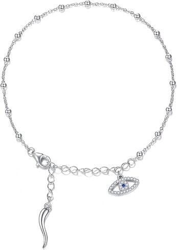 Italian Horn Evil Eye Bracelets Sterling Silver Cornicello and Mano Cornuto Bracelet Italian Good Luck Protection Amulet Jewelry Mothers Day Gifts for Mom in Saudi Arabia