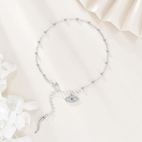 Italian Horn Evil Eye Bracelets Sterling Silver Cornicello and Mano Cornuto Bracelet Italian Good Luck Protection Amulet Jewelry Mothers Day Gifts for Mom in Saudi Arabia