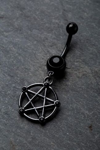 14GA Pentacle Dangle Double Jeweled 316L Surgical Stainless Steel Navel Belly Button Ring in Saudi Arabia