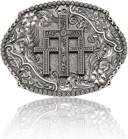 Vintage Religious Cross Faith with Antique Floral Engraved Western Belt Buckle For Men Cowboys Women in Saudi Arabia