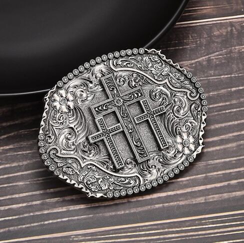 Vintage Religious Cross Faith with Antique Floral Engraved Western Belt Buckle For Men Cowboys Women in Saudi Arabia