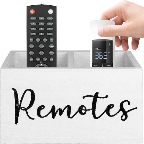 Remote Control Holder, TV Remote Holder with2 Compartments, Remote Organizer for Table,Bedside Caddy Wooden Remote Box for Nightstand,Media Storage Box for Living Room, Bed (Black) in Saudi Arabia