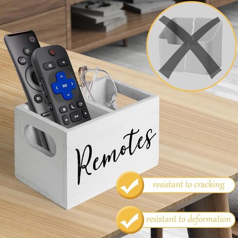 Remote Control Holder, TV Remote Holder with2 Compartments, Remote Organizer for Table,Bedside Caddy Wooden Remote Box for Nightstand,Media Storage Box for Living Room, Bed (Black) in Saudi Arabia