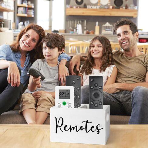 Remote Control Holder, TV Remote Holder with2 Compartments, Remote Organizer for Table,Bedside Caddy Wooden Remote Box for Nightstand,Media Storage Box for Living Room, Bed (Black) in Saudi Arabia