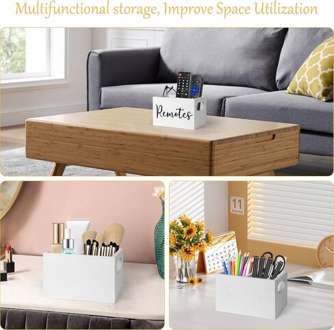 Remote Control Holder, TV Remote Holder with2 Compartments, Remote Organizer for Table,Bedside Caddy Wooden Remote Box for Nightstand,Media Storage Box for Living Room, Bed (Black) in Saudi Arabia
