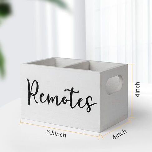 Remote Control Holder, TV Remote Holder with2 Compartments, Remote Organizer for Table,Bedside Caddy Wooden Remote Box for Nightstand,Media Storage Box for Living Room, Bed (Black) in Saudi Arabia