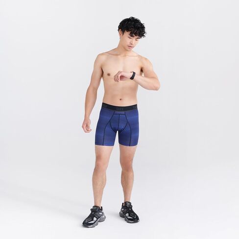 SAXX Men's Underwear - KINETIC Light-Compression Mesh Boxer Briefs with Built-in Pouch Support - Underwear for men,Navy/City Blue,Small in Saudi Arabia