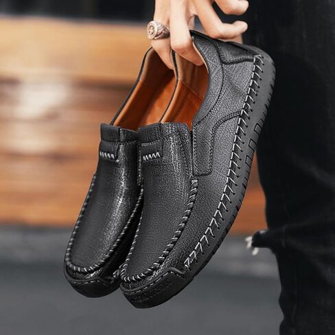 HESBITEUL Cowhide Leather Penny Loafers for Men Slip On Dress Driving Moccasins Casual Boat Shoes in Kuwait