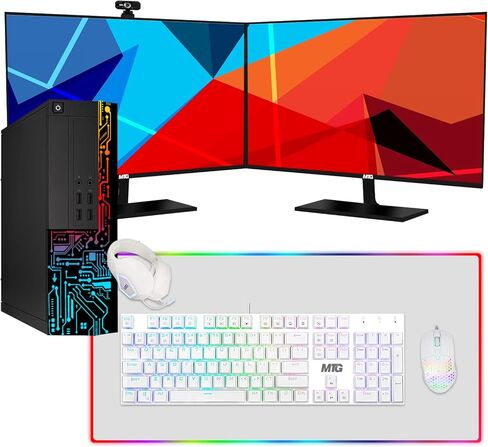 Computer Desktop PC, Intel Core i5, TechMagnet Siwa 3, 8GB RAM, 2TB HDD, New MTG 24 Inch Monitor, Gaming Kit with Webcam, WiFi, Windows 10 Professional (Renewed) in Kuwait