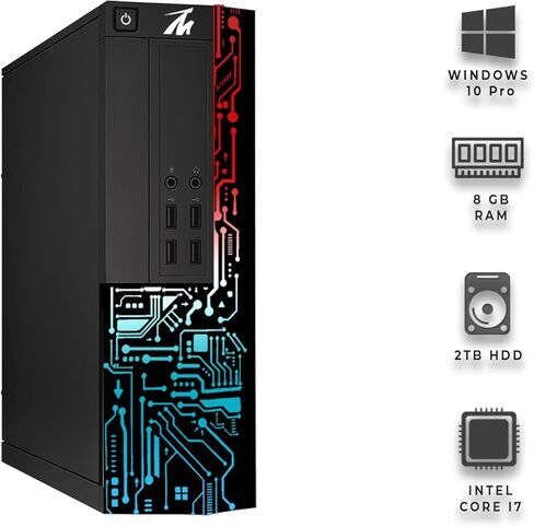 Computer Desktop PC, Intel Core i5, TechMagnet Siwa 3, 8GB RAM, 2TB HDD, New MTG 24 Inch Monitor, Gaming Kit with Webcam, WiFi, Windows 10 Professional (Renewed) in Kuwait