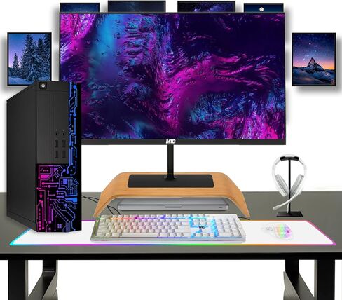 Computer Desktop PC, Intel Core i5, TechMagnet Siwa 3, 8GB RAM, 2TB HDD, New MTG 24 Inch Monitor, Gaming Kit with Webcam, WiFi, Windows 10 Professional (Renewed) in Kuwait