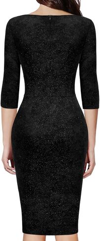 Miusol Women's Retro Ruffle Style 3/4 Sleeve Sparkly Cocktail Dress in Saudi Arabia
