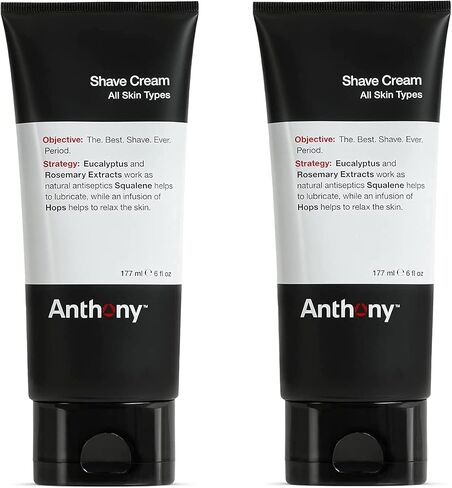 Anthony Shaving Cream Mens Sensitive Skin: Squalane, Eucalyptus, Spearmint and Rosemary Extracts, Help Soothe, Refresh, Cool, and Condition Your Skin for Shave 6 Fl Oz 3 Pack in Kuwait