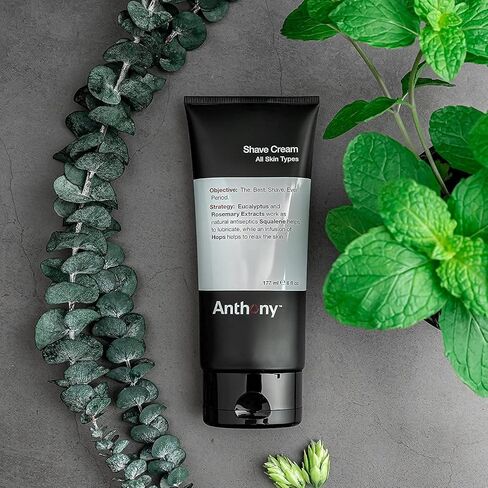 Anthony Shaving Cream Mens Sensitive Skin: Squalane, Eucalyptus, Spearmint and Rosemary Extracts, Help Soothe, Refresh, Cool, and Condition Your Skin for Shave 6 Fl Oz 3 Pack in Kuwait