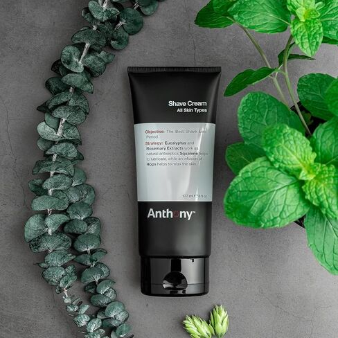 Anthony Shaving Cream Mens Sensitive Skin: Squalane, Eucalyptus, Spearmint and Rosemary Extracts, Help Soothe, Refresh, Cool, and Condition Your Skin for Shave 6 Fl Oz 3 Pack in Kuwait