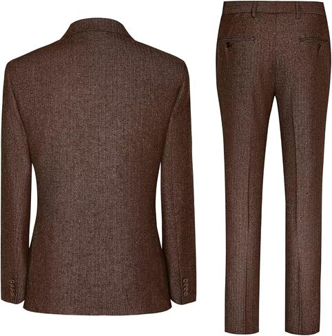 دعاوى عتيقة Tweed Herringbone للرجال 2 زر رفيع النحافة 3 قطعة من الصوف الرسمي بدلة السترة سترة السراويل الرجال in Kuwait