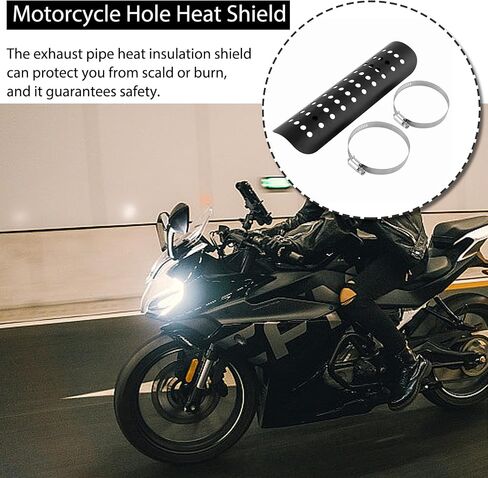 Motorcycle Exhaust Heat Shield, Universal Heat Shield Straight Cover Metal Steel Muffler Exhuast Heel Guard for 50mm to 70mm Exhaust Pipe Diameter in Saudi Arabia