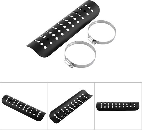 Motorcycle Exhaust Heat Shield, Universal Heat Shield Straight Cover Metal Steel Muffler Exhuast Heel Guard for 50mm to 70mm Exhaust Pipe Diameter in Saudi Arabia