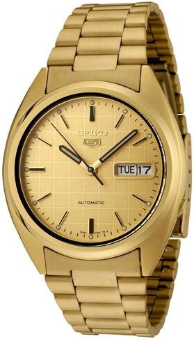 Seiko Men's SNXL72 Seiko 5 Automatic Gold-Tone Stainless Steel Bracelet Watch with Patterned Dial in Saudi Arabia