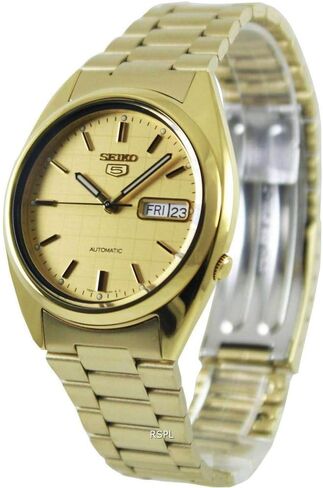 Seiko Men's SNXL72 Seiko 5 Automatic Gold-Tone Stainless Steel Bracelet Watch with Patterned Dial in Saudi Arabia