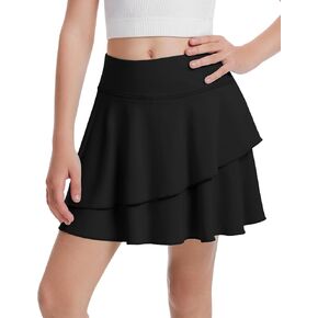 Soneven Girls' Tennis Skirt Athletic Ruffle Pleated Skorts Youth Golf Uniform Cheer Skorts