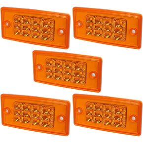 4 x Rectangle Truck Roof Light w/Gasket - Amber/Clear 12LED Top Roof Running Cab Marker Light - Waterproof - Compatible with Freightliner Heavy Duty Trailer Trucks
