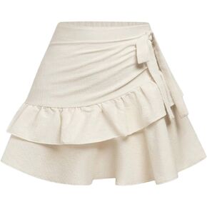 Makemechic Teen Girl's Bow Tiered Bow Knot Mini Mini Mini Ruched archegetrical thorts thorts