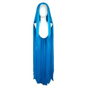 miccostumes Women's Anime Cosplay Wig 140cm Front Lace Hand Tied Wig Blue Long Straight Wig Halloween Party (blue, onesize)