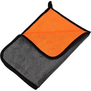 X AUTOHAUX 1pcs Microfibre Car Drying Towel 11.81"x15.75" Extra Large Car Cleaning Detailing Absorbent Car Drying Cloth Window Cleaner Dryer Gray Orange