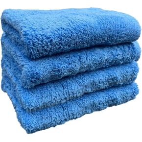 Microfiber Towels 16x16 in – 4-Pack Ultra Soft Car Wash & Household Cleaning Cloths – Scratch-Free & Streak-Free for Waterless Wash, Auto Detailing, RV, Camper, Boat, and Home Cleaning