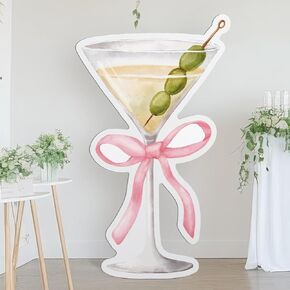 Martini Bow Decorations Backdrop A Tini Bit Older Backdrop Coquette Birthday Party Background Decorations for Women Bar Bachelorette Bridal Shower Party Supplies(A Tini Bit Older)